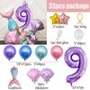Mermaid-Themed Balloon Column Set for Children's Birthday Party Decoration