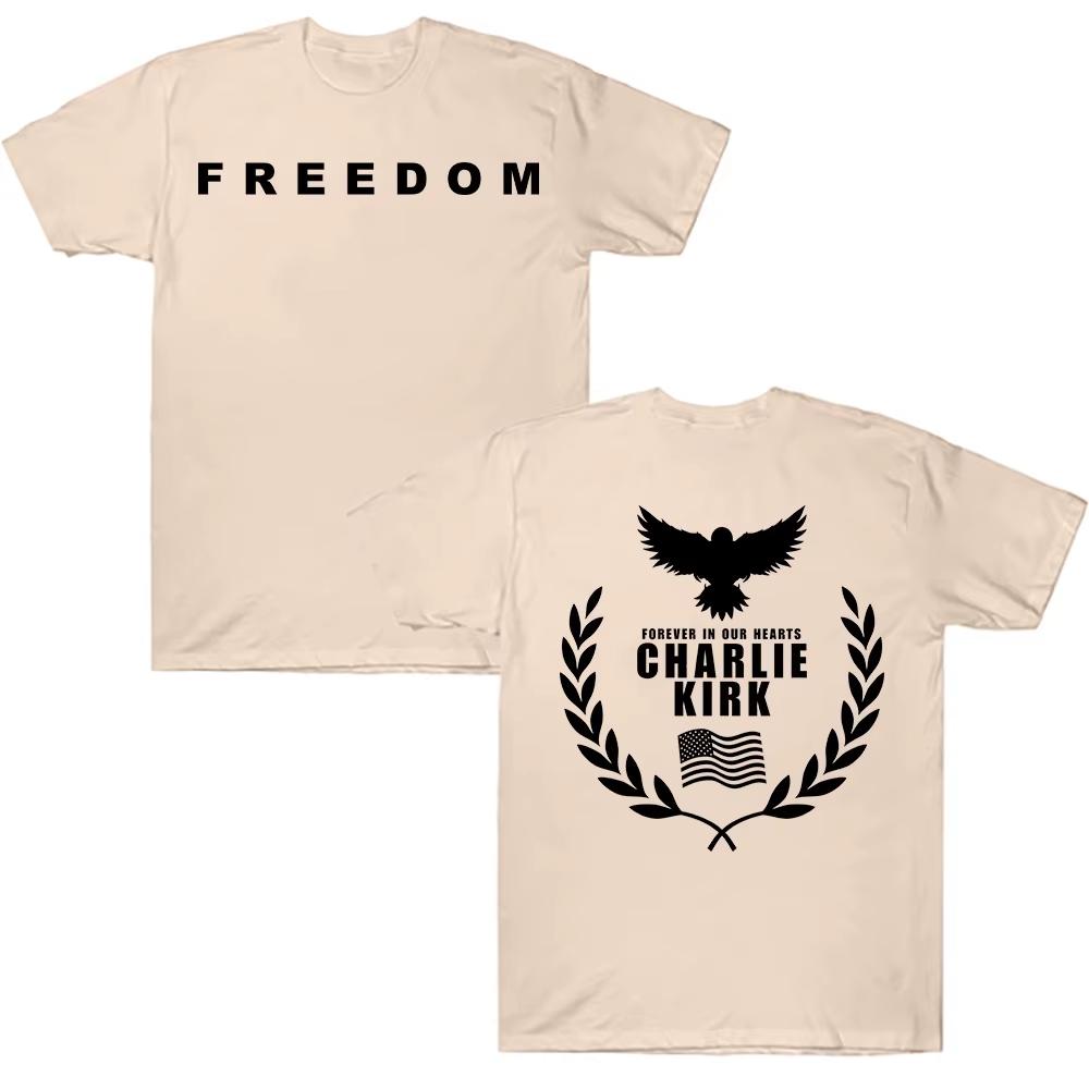 Charlie Kirk Freedom Commemorate Men's T-shirts Harajuku Graphic Cotton T Shirts Streetwear Tribute Memorial American Hero Tees