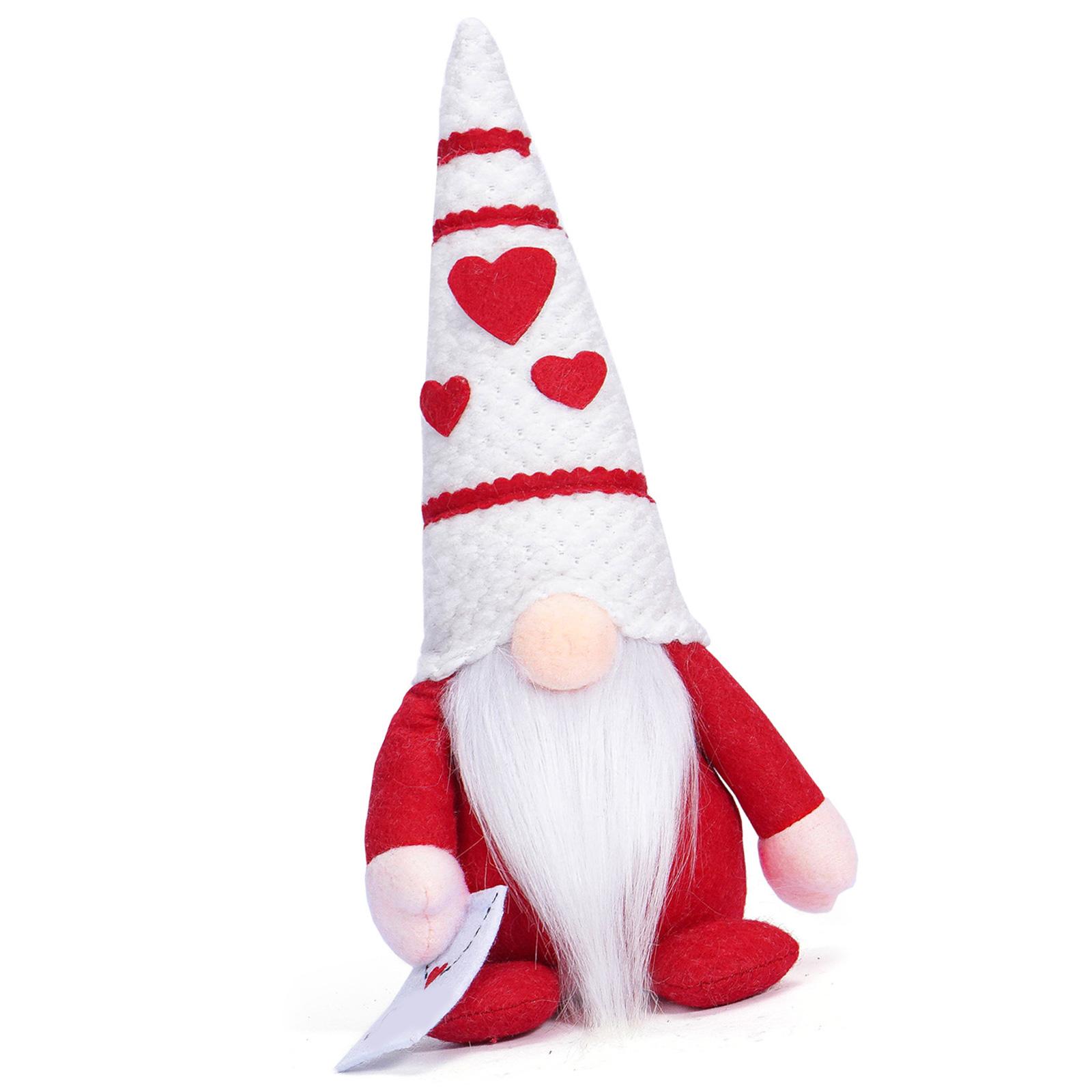 

Heart Hat Gnomes Plush Dolls Valentines Day Scandinavian Tomtes Elf Figurine Toy Decoration for Bedroom or Office Desk B