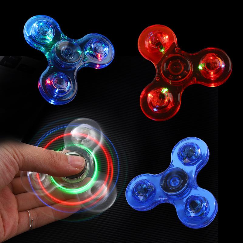 Clear Crystal Gyro Fidget Gyro With Light Glow Dazzling Luminous Finger Between Children'S Toys New Strange Toys
