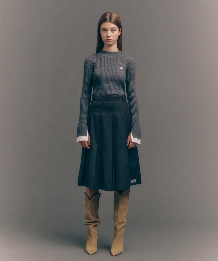 Seteo (W) Cuff Mock Neck Knit Melange Gray