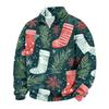 Men's Casual Flannel Quarter-Zip Long Sleeve Sweatshirt with Christmas Print