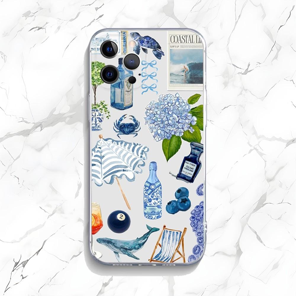 Mediterranean Style Seafood and Lemon Phone Case for iPhone 17 16 15 14 13 12 11 Series Pro Max Plus Double Layer Protection