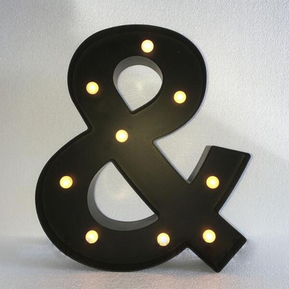 LED Letter Light Vintage Circus Style Alphabet Light Up Sign Black#0
