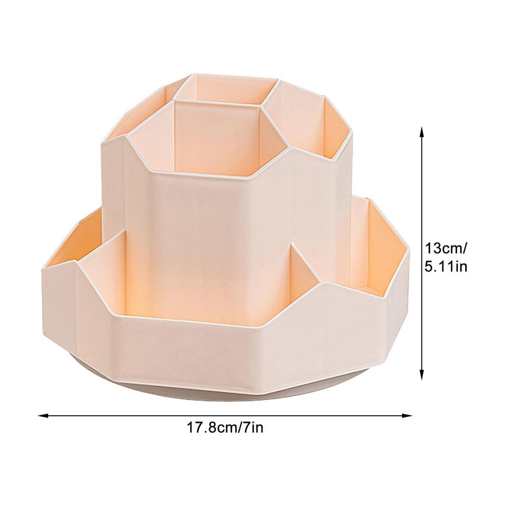 

Вращающийся на 360 градусов держатель для ручек, настольные аксессуары, большая емкость, ящик для хранения карандашей и макияжа, настольный органайзер, школьные канцелярские принадлежности розовый