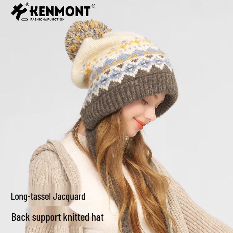 

Женская вязаная шапка с ушками Kenmont зимняя KM-9561 55.5-58cm