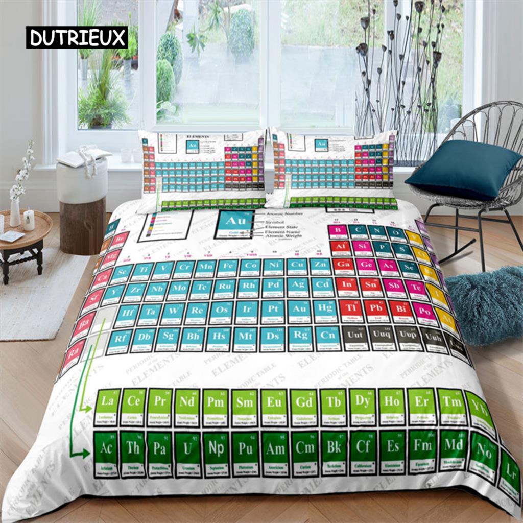 Periodic Table Duvet Cover Science Bedding Microfiber Chemistry Lovers Learning Decor For Kids Teens Adults
