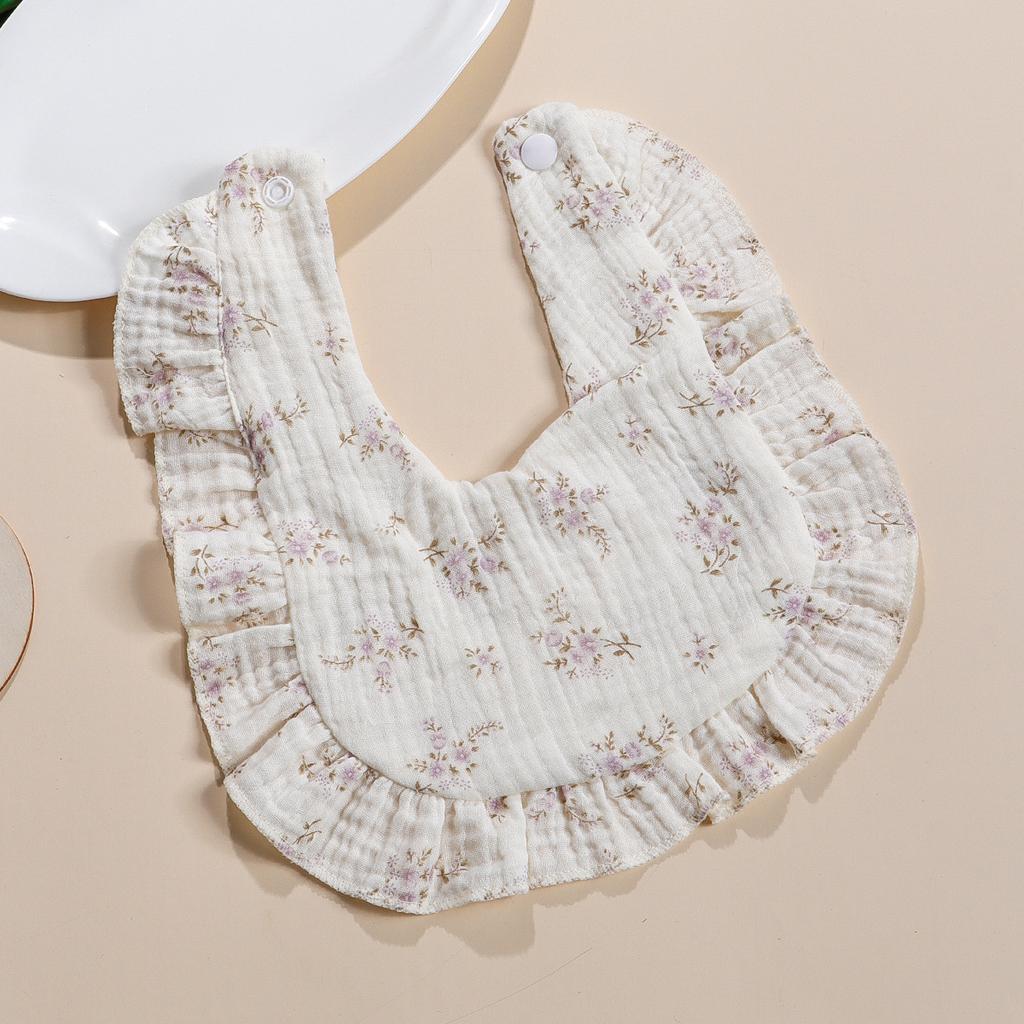 Cute Ruffle Edge Baby Bibs Kids Feeding Anti Dirty Bibs Infant Burp Cloths Newborn Fashion Pure Cotton Feeding Set Accessories