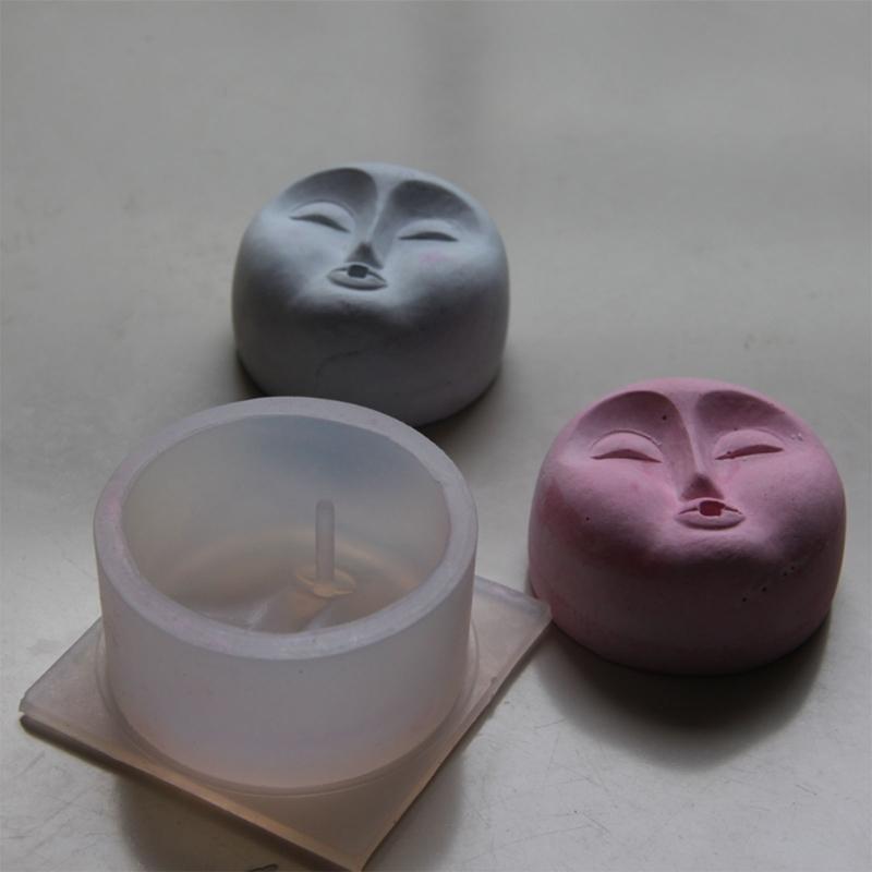 Incenses Tray Silicone Molds Handmade Human Face Pattern Incenses Insert Stick Holder Cements Plasters Mould Crafts Decors