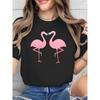 European Sizes Casual Style T-Shirt with a Flamingo Pattern