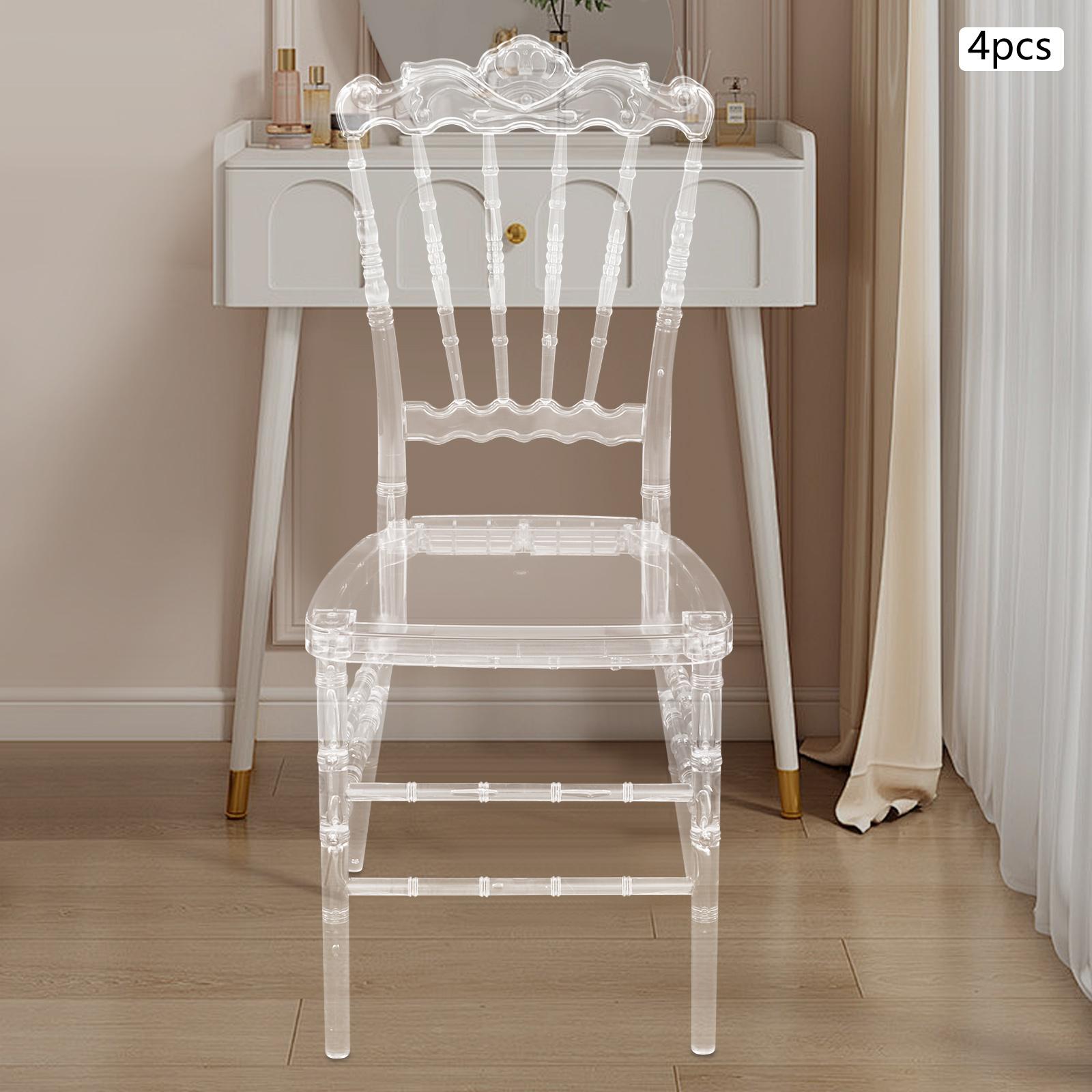 

4 шт. ПК Прозрачные стулья, Прозрачный отдельно стоящий обеденный стул 37*38*91,5 см для отелей, банкетных залов чистый
