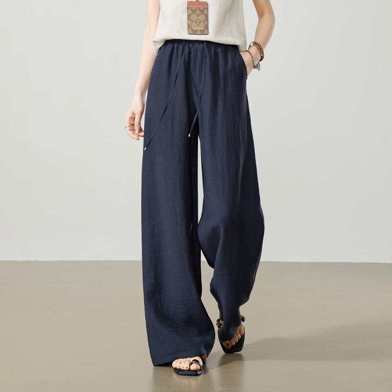 ESE-Y Women s Loose Linen Blend Wide-Leg Pants 25