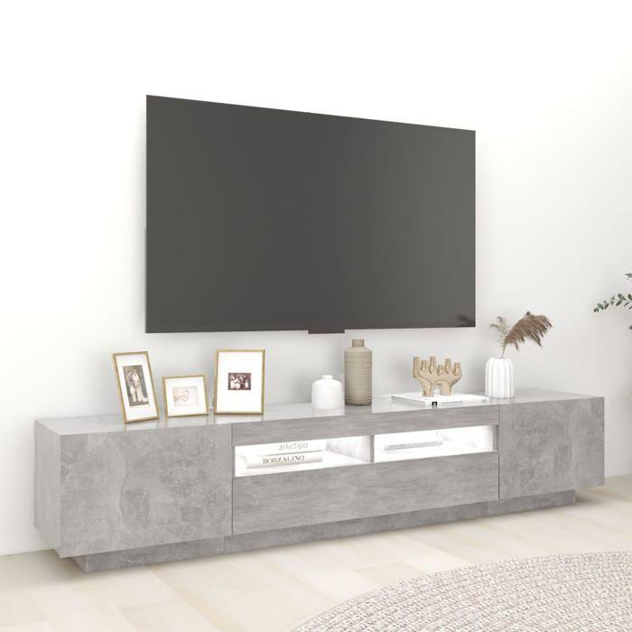 VidaXL Meuble TV avec Lumières LED, Armoire de Télévision avec Rangement, Meuble Télé de Salon Salle de Séjour Intérieur, 3081910