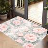 1pc, 2D Flat Printing, Light Pink Peony Watercolor Style Welcome Mat, Entrance Door Mat, Non-Slip Machine Washable Easy Clean Polyester Carpet, Suitab