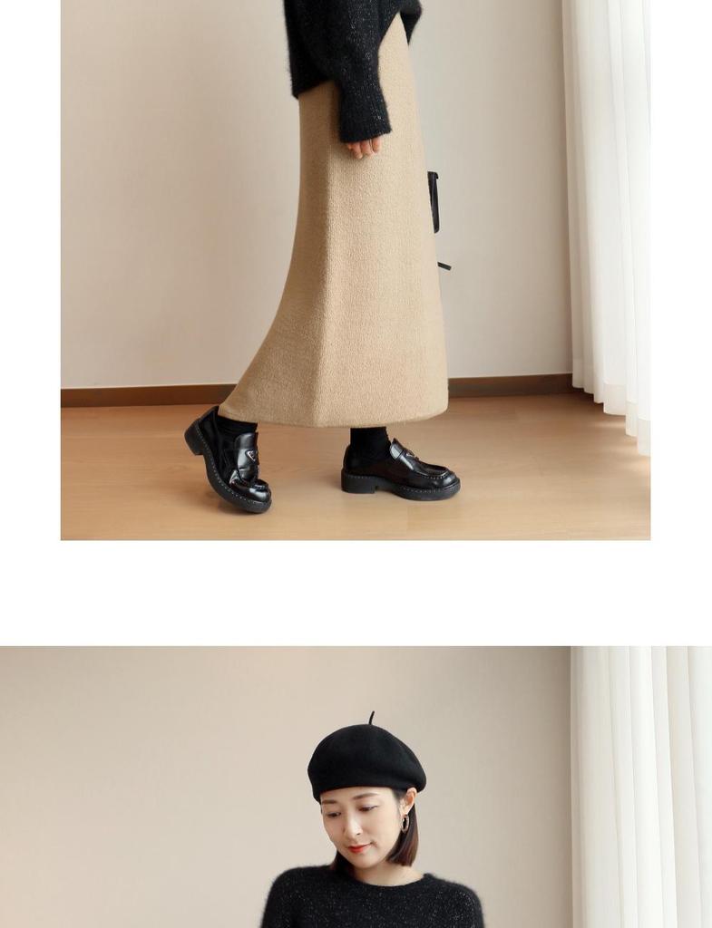 2024 Autumn/Winter Women's Bodycon Knitted Midi Skirt - Temperament Style with Slit