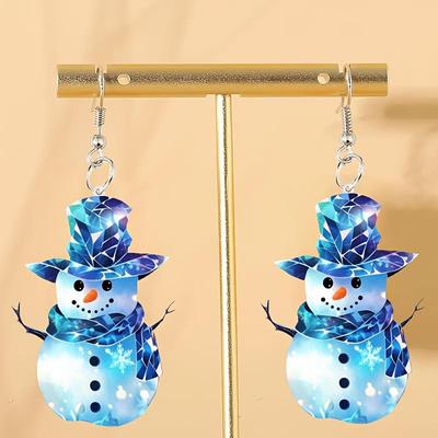 Snowman Double-Sided Acrylic Earrings - Lightweight, Durable Christmas Gift