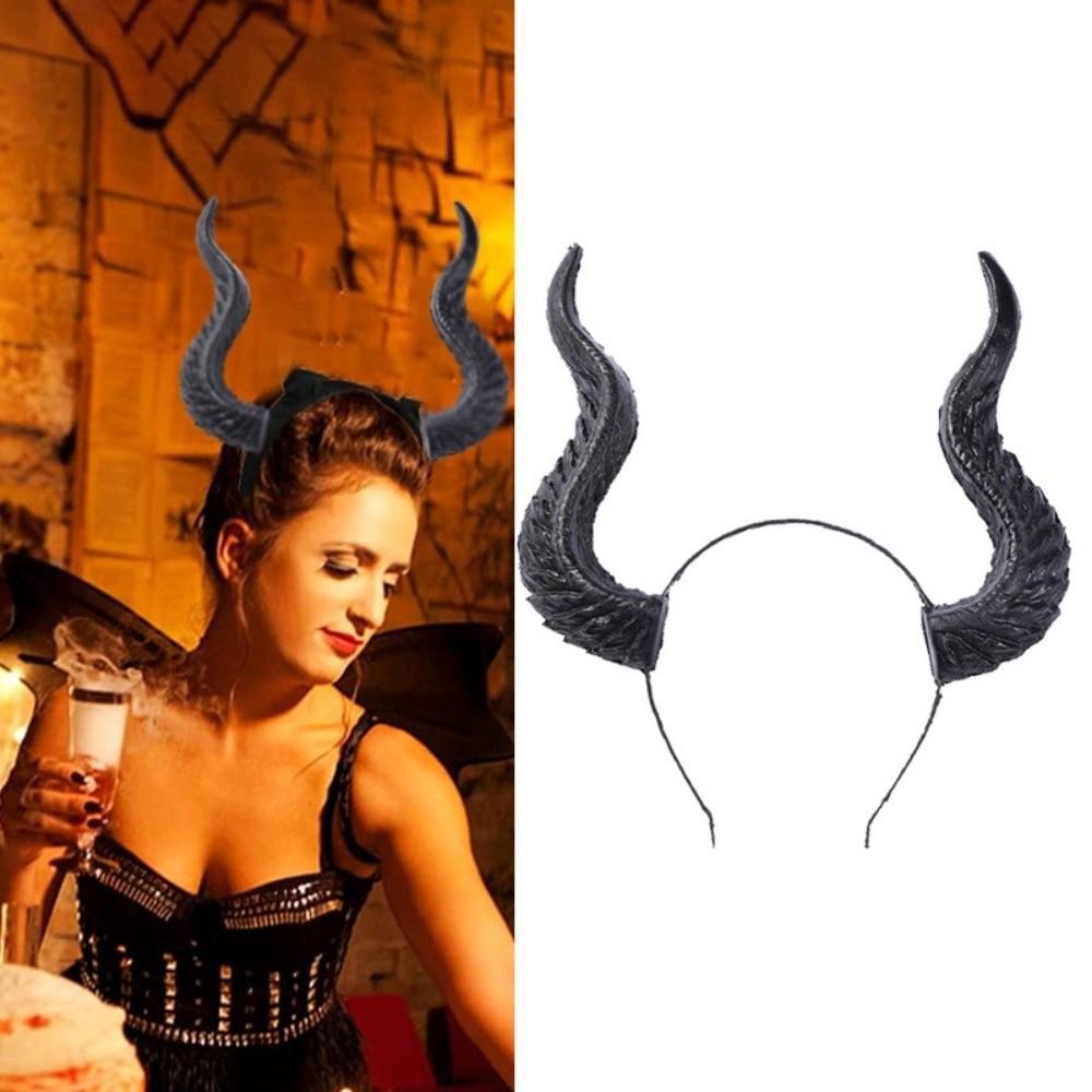 Ox Horn Halloween Horns Headband Dark Series Halloween Hair Hoop Personality Cosplay Hairband  Men