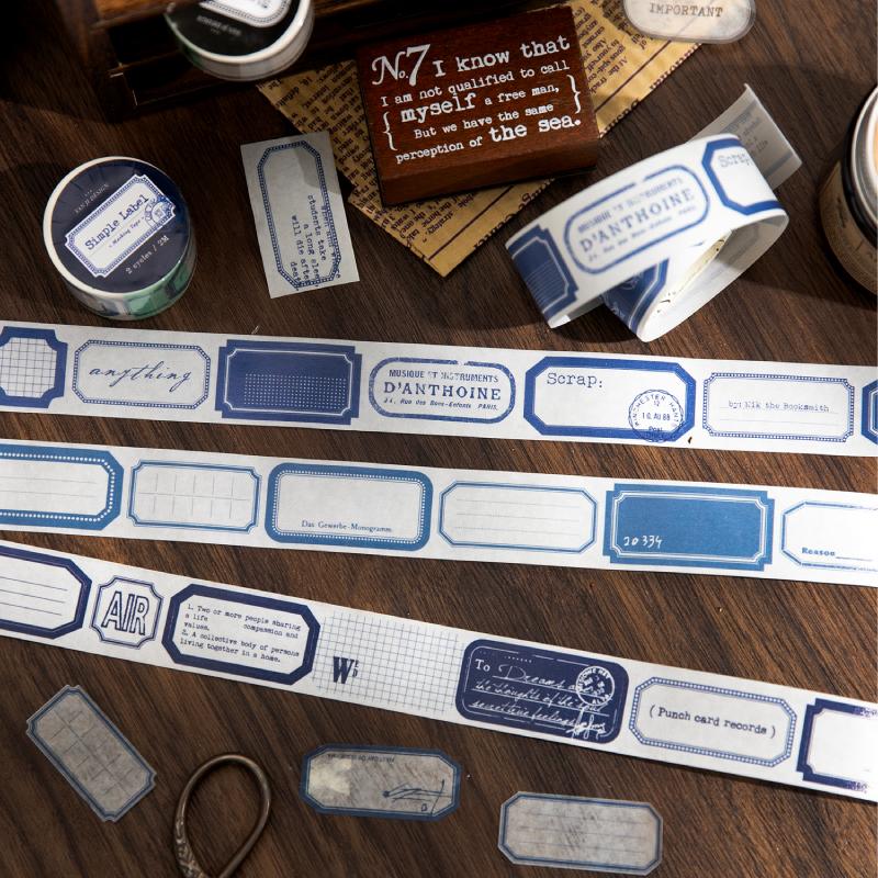 Journal GO 2.5x200cm Vintage Simple Label Tape Decorative Retro Masking Tape Diy Diary Stationery Scrapbooking Material Stickers