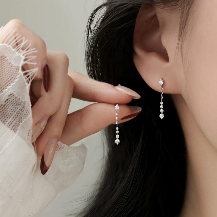 2026 New Trend: High-End 925 Sterling Silver Zirconia Tassel Stud Earrings for Women
