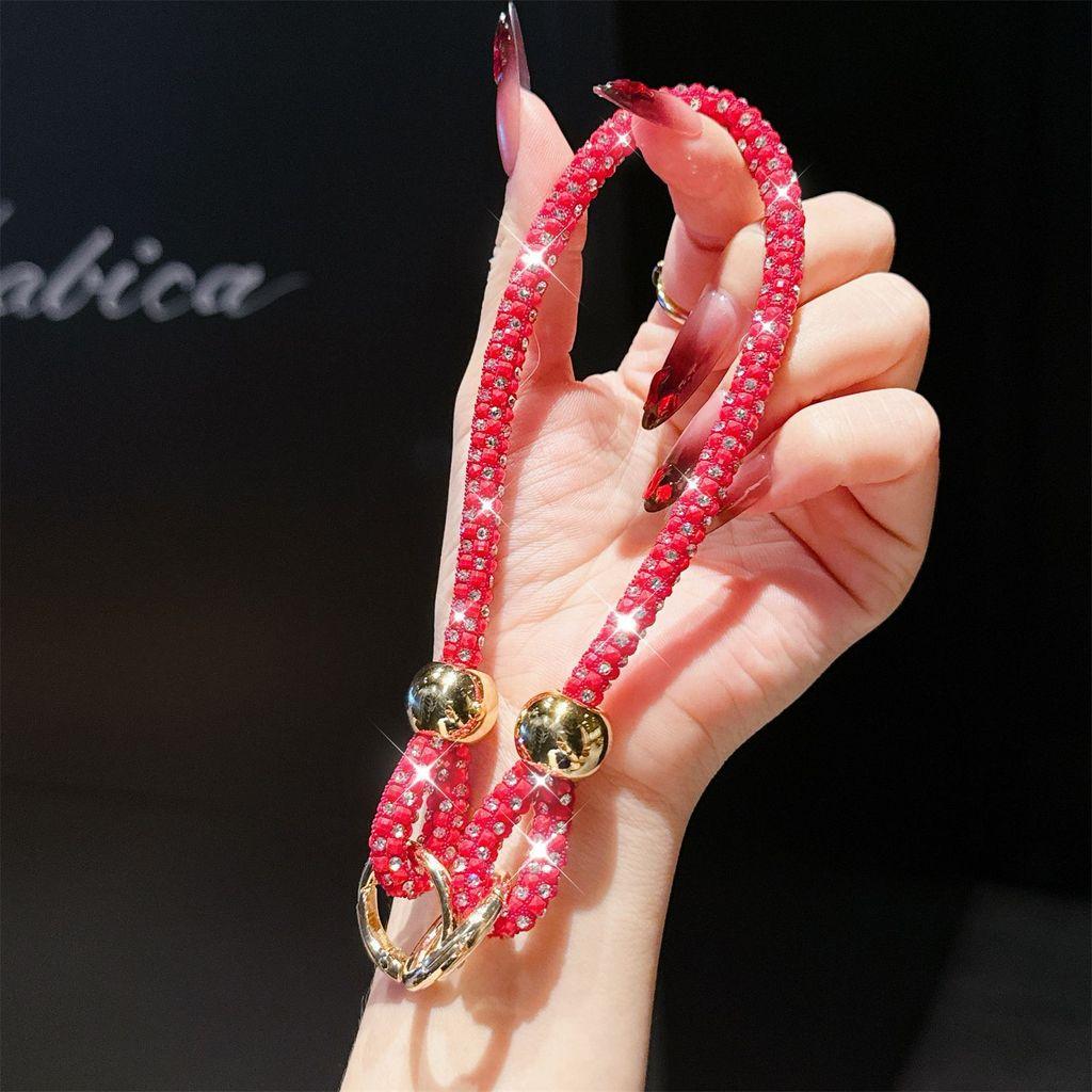 Pvc Jewelry Phone Strap With Glittering Beads And Card For Women And Men