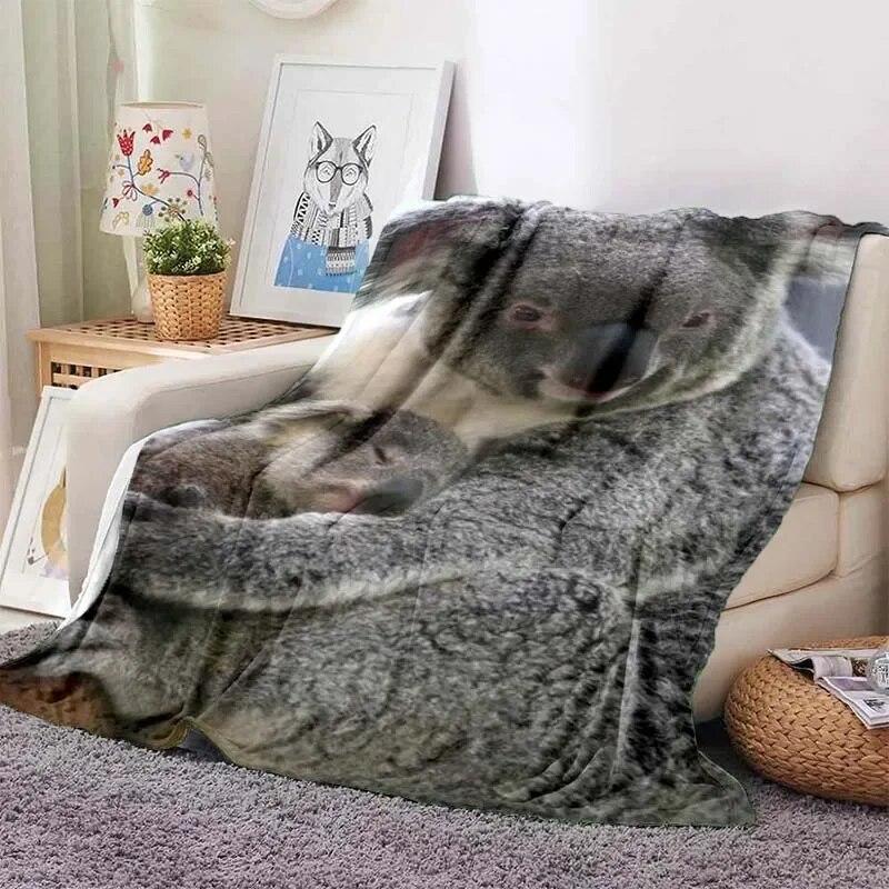 Niedliche Flanell-Überwurfdecke mit Koala-Motiv, rosa Herzmotiv, für Kinder, Männer, Frauen, weiche, warme Decken und Überwürfe für Couch, Bett, Reisen, Camping