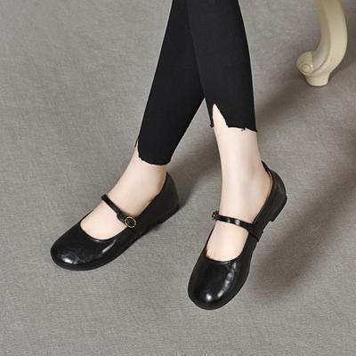 Scarpe Mary Jane da donna primavera ed estate nuove testa rotonda bocca bassa fibbia a una parola scarpe basse scarpe singole scarpe pigre