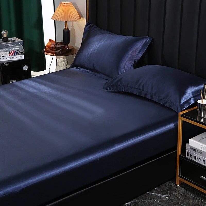 Cearșaf de pat din mătase de dud cearșaf de pat super moale și mătăsos pentru pat dublu queen-size, cuverturi de pat de culoare solidă, fără față de pernă