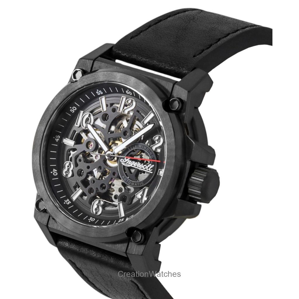 Ingersoll The Anvil Deri Kayış Siyah İskelet Kadran Otomatik I16602 Erkek Saati