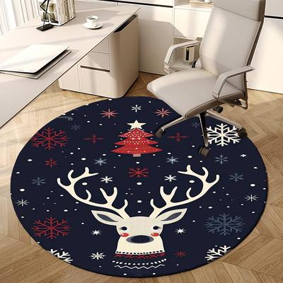 1 stuks Kerst Herten Sneeuwvlokken Rond tapijt, Perfect voor het Decoreren van Stoelen, Woonkamers, Of Slaapkamers, voor Woonkamer.012