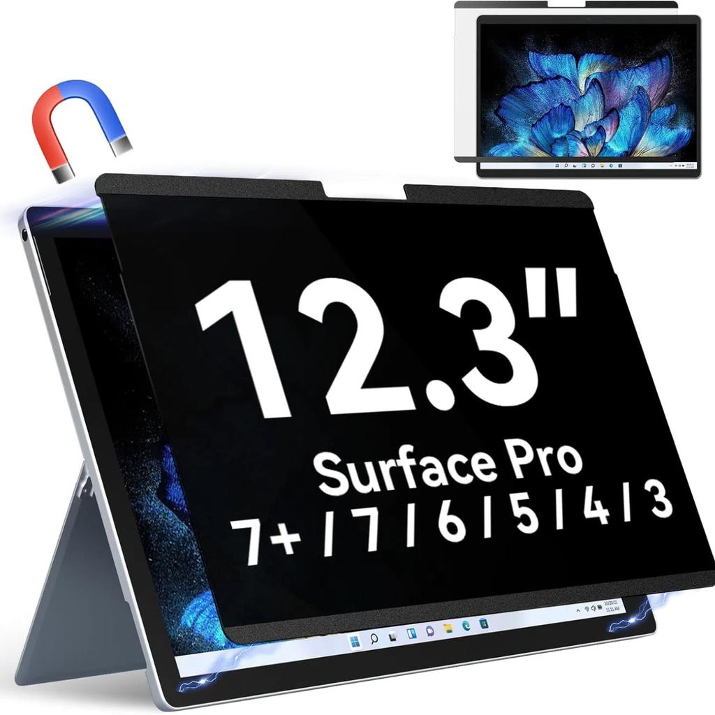 Magnetic Privacy Filter Compatible with 15 Inch Surface Laptop 5/4/3/2/1 Removable Anti Glare Blue Light Laptop Privacy Screen for Surface Pro 7/8/9/X