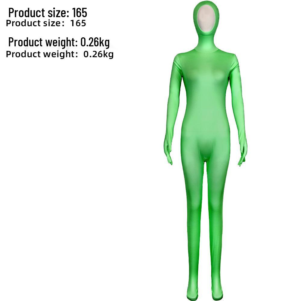 Zentai-Anzug mit fluoreszierendem Schnurrbart & Augenbrauen - einfarbiger Performance-Body