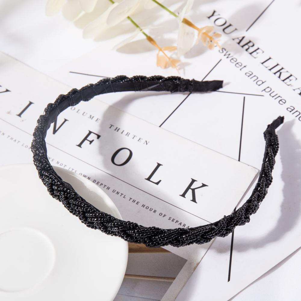 Retro Handgemacht Perlen Haarband Elastisches Damen Stirnband Haarschmuck Metall Kristall Zopf Kopfbänder Mädchen Haarreifen Kopfschmuck