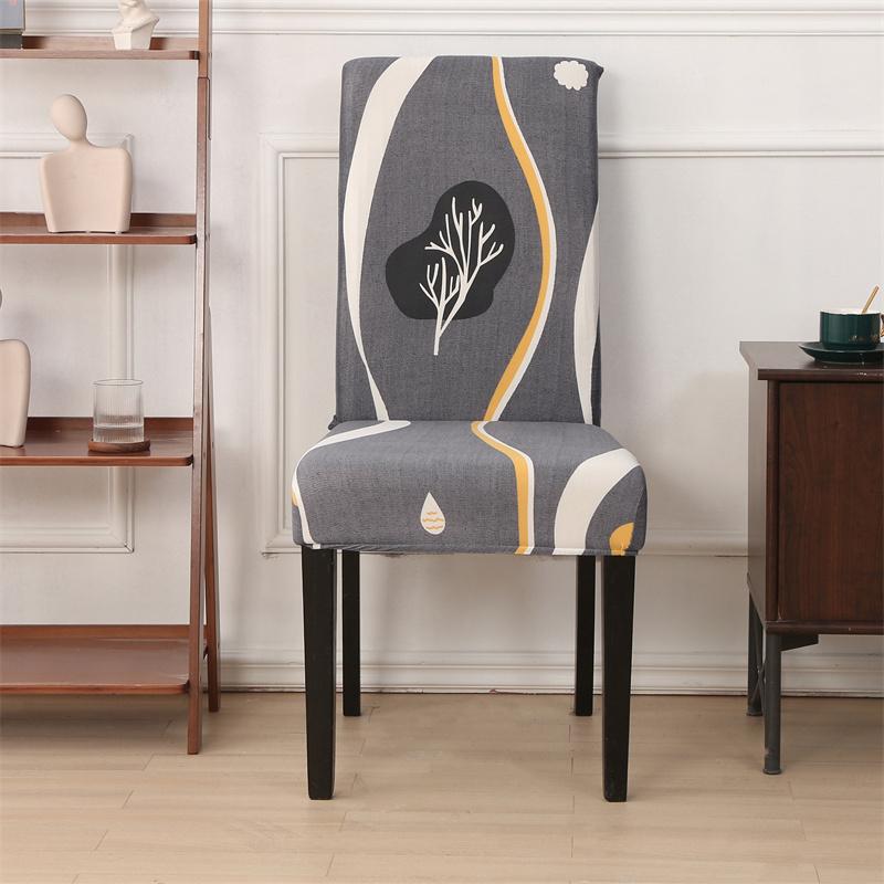 1Piece Printed Dining Room Chair Cover Spandex Elastic Stretch Slipcovers for Kitchen Hotel Banquet Living Room Home Decoration
