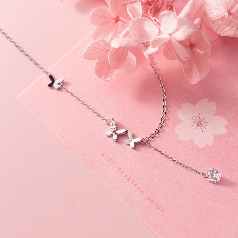 925 Silver Butterfly Flower Feet Chain Sparkling Zircon Tassel Feet Decoration Korean Edition Minimalist Jewelry