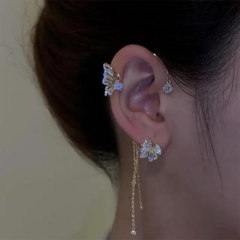 

New Butterfly Earrings Without Perforations Sweet Student Jewelry French Simple Accessories For Women Fashion Festival Gifts