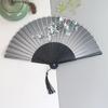 Foldable Bamboos Fan With Flowing Tassels Imitation Silk Handheld Fan For Cooling And Decorative Purposes Holiday Gift