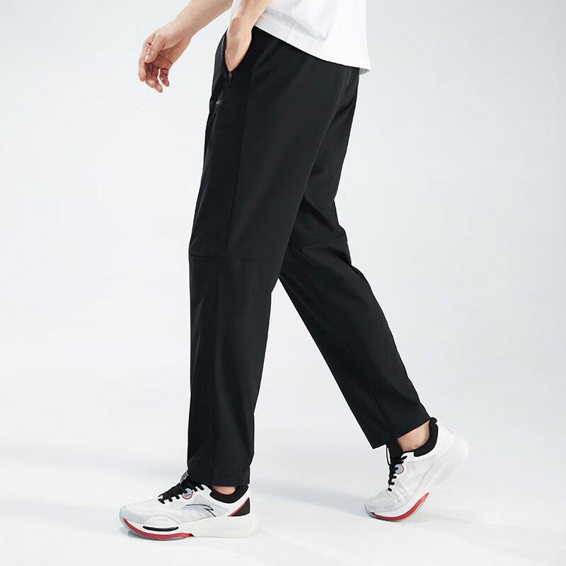 Anta Training Series Solid Color Slim Fit Straight Leg Knitted Sports Pants Men Bottoms 152337501-1