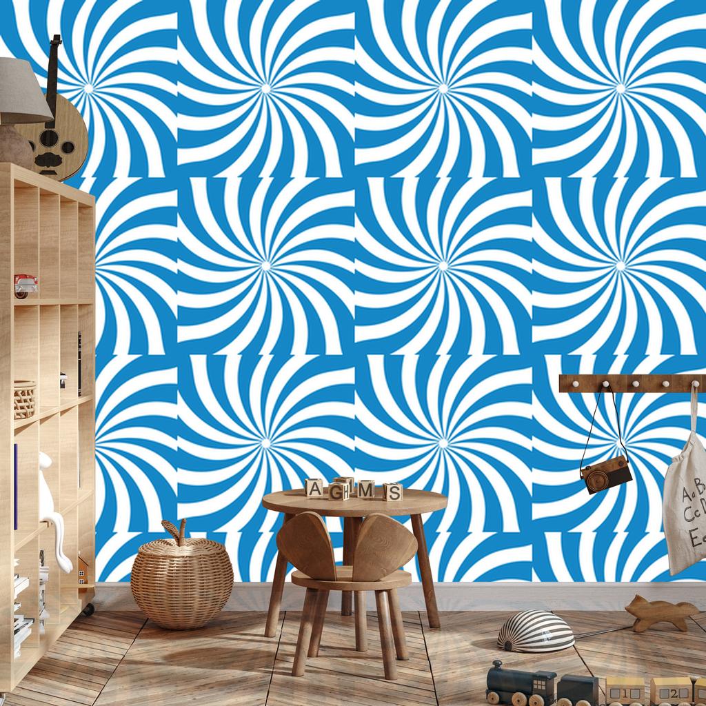 Hippie wallpaper blue background, azure background for living room and bedroom 50x1000