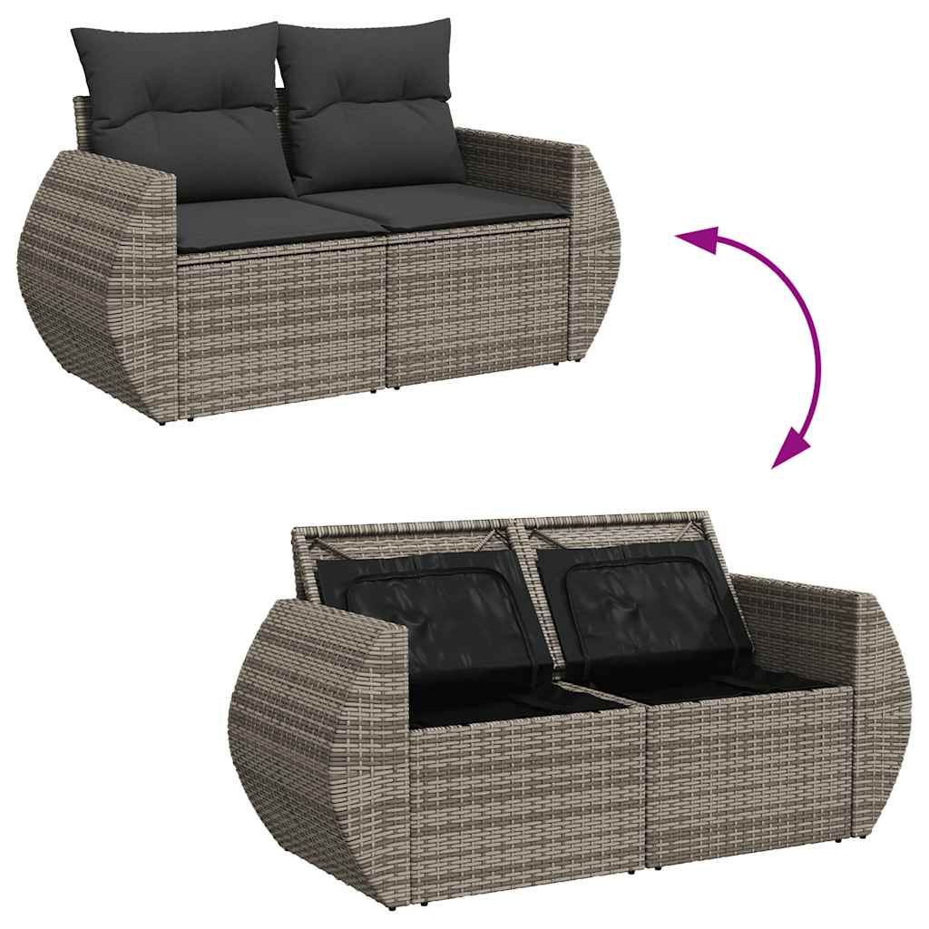 Vidaxl 6-Cz. Garden Furniture Set With Cushions, Grey, Poly Rattan