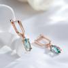 Kienl New Simple  Rose Gold Color Long Earring For Women Luxury Green Natural Zircon Drop Earring High Quality Daily Jewelry