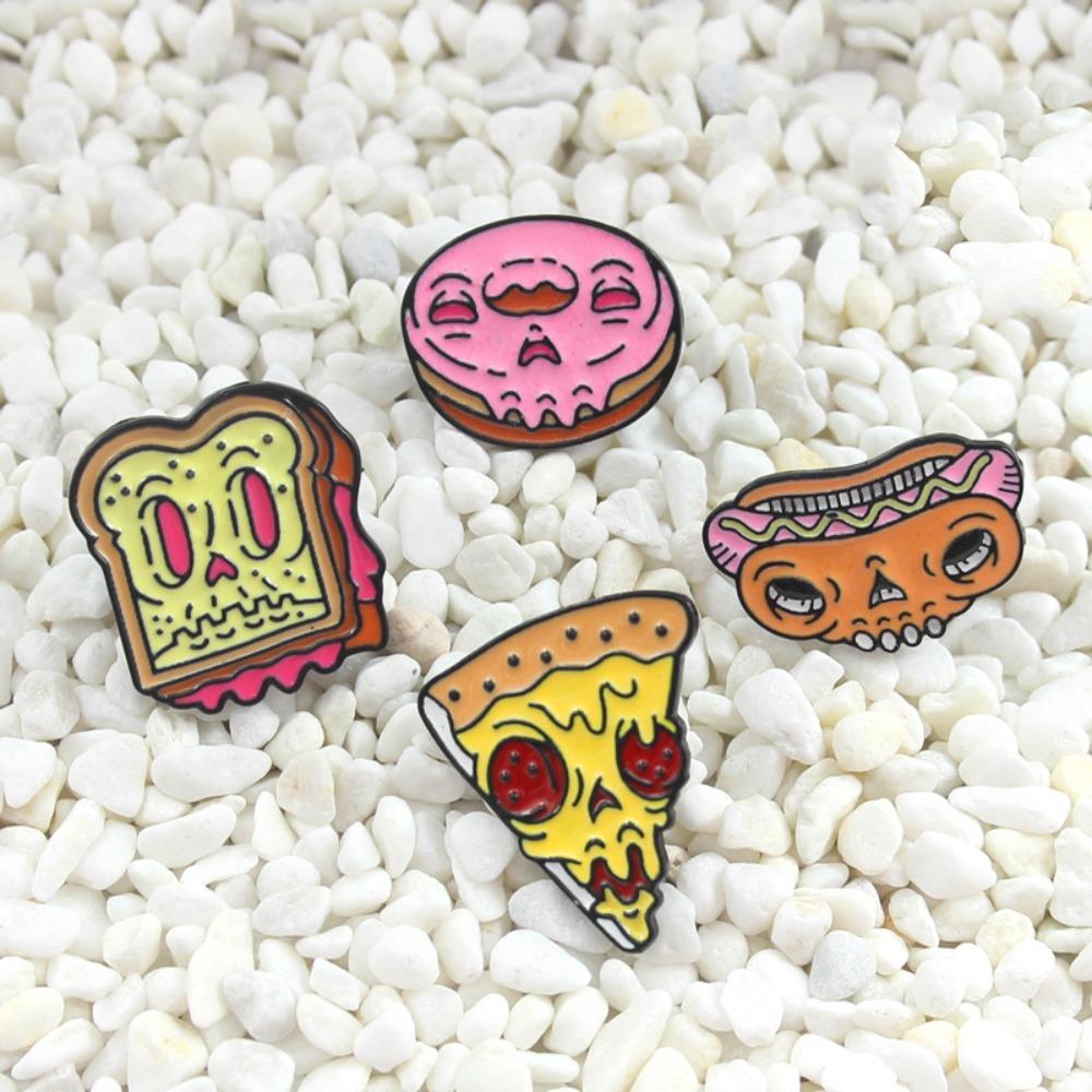 Zinc Zinc Alloy Cartoon Food Brooch Cute Doughnut Brooch Gothic Cartoon Metal Brooch  Holiday Decoration
