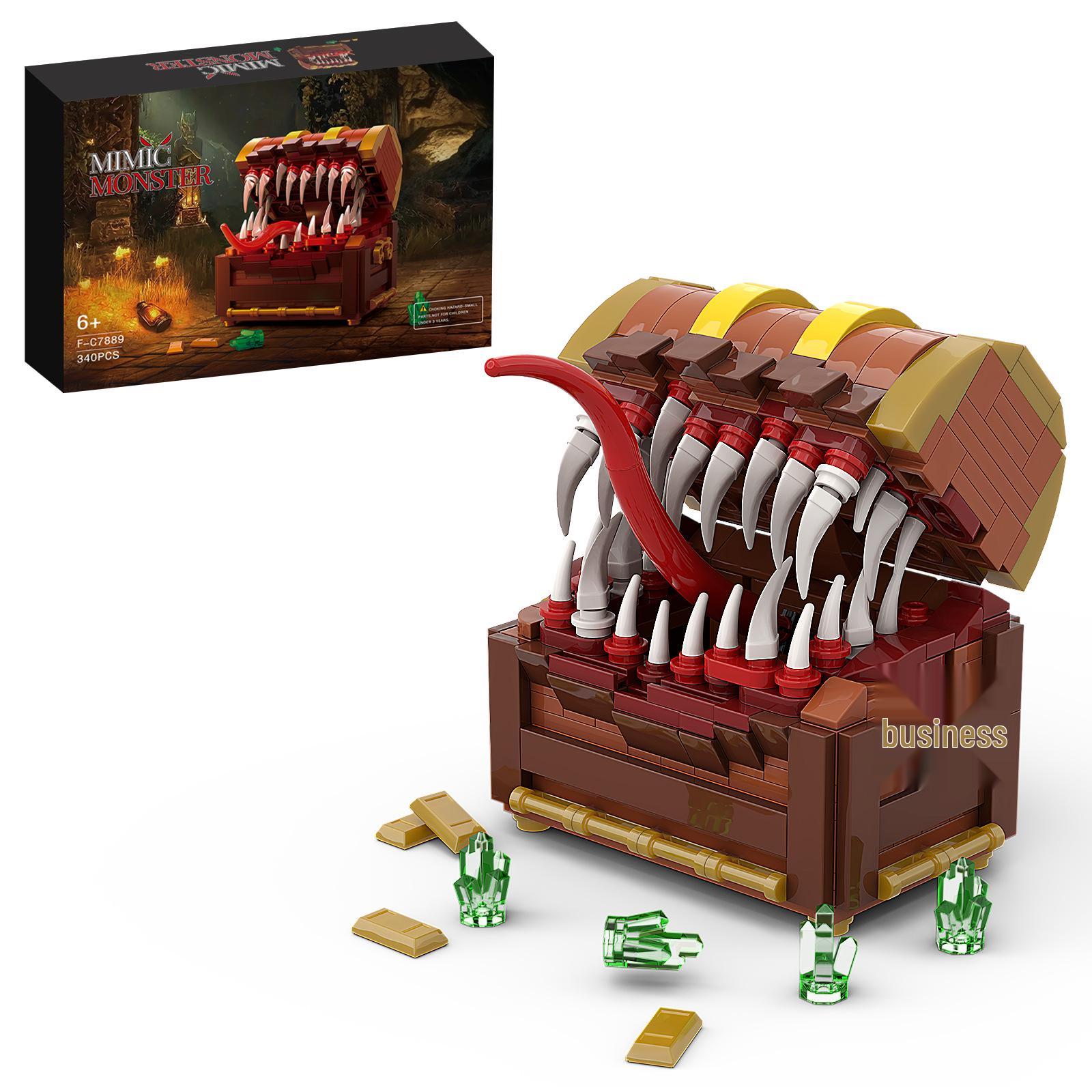 Cross-Border Creative Monster Building Blocks - Lego-Compatible MOC Treasure Chest for Dungeons & Dragons