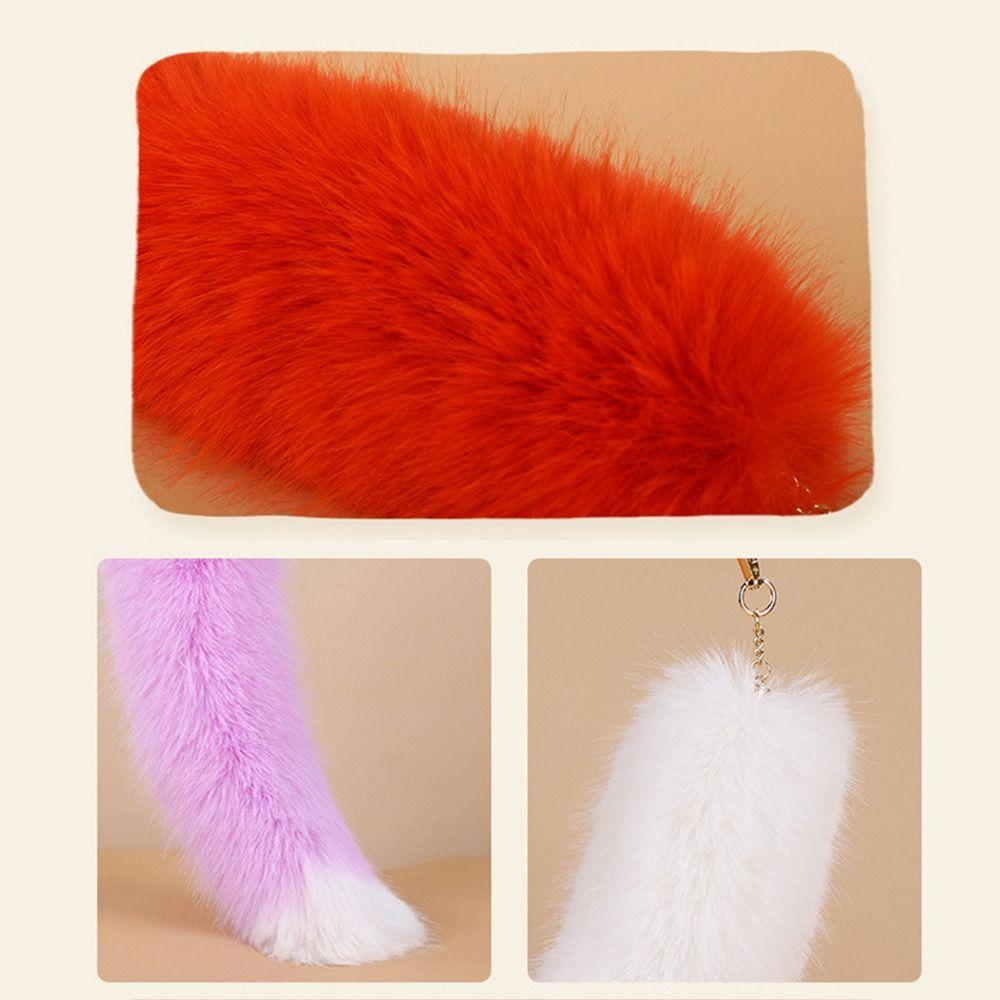 Süßer Riesiger Flauschiger Kunstpelz Fuchs Schwanz Schlüsselanhänger Weicher Warmer Pelz Anhänger Verdickung Fuchs Pelz Schlüsselanhänger Zubehör für Frauen Mädchen
