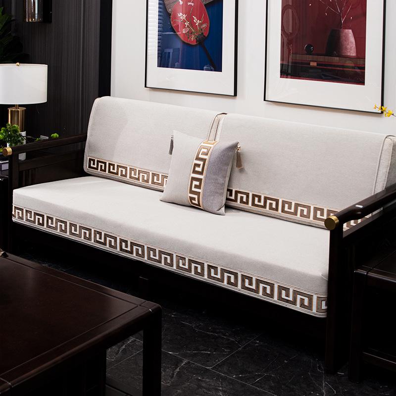 New Chinese Style Sofa Cover Four All Seasonal Universal Solid Wood Sofa Seat Cushion Joyful Anti Slip Red Chair Cushion Cover