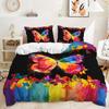 3D Colorful Butterfly Bedding Set with High-definition Printed Quilt and Pillowcase 2/3pcs AU180 * 210 Full Size Soft Washable Home Textile