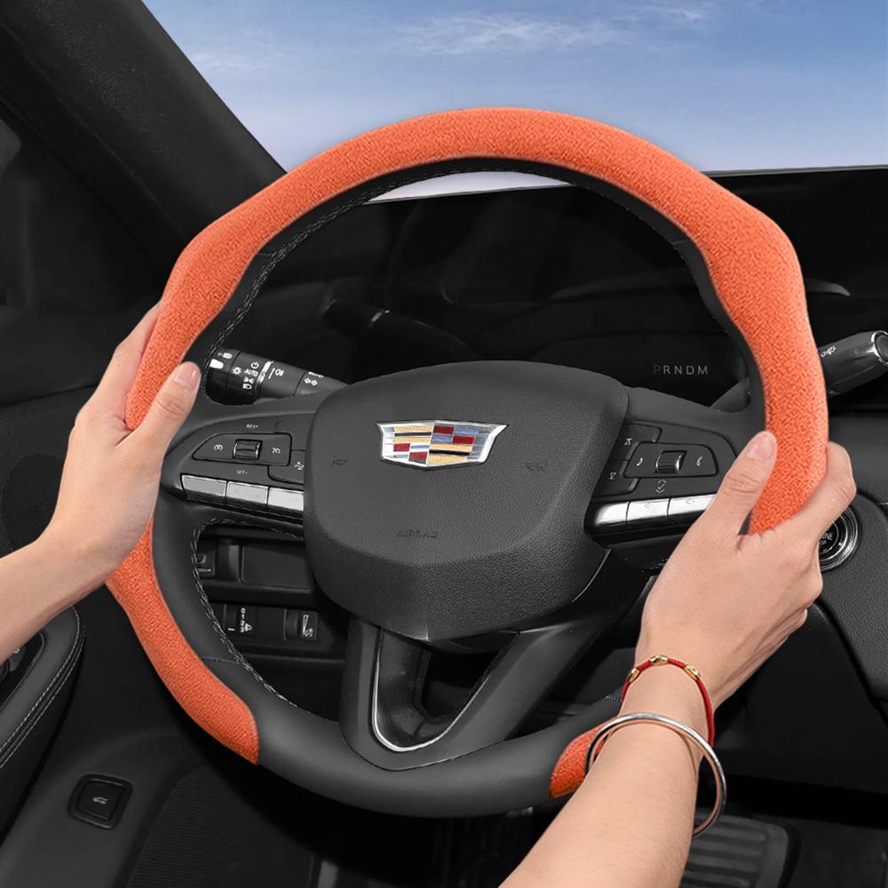 Suitable for Cadillac Premium Suede Snap-On Steering Wheel Cover Anti-Slip Durable Car Accessories Cts 2013 Ct4 Carbon Interior Ct5 Xt5 Xt4 Xt6