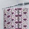 Purple Flower Waterproof Shower Curtain Watercolor Design Decorative Bath Mat For Home Bathroom Decoration (White) [240X180Cm]