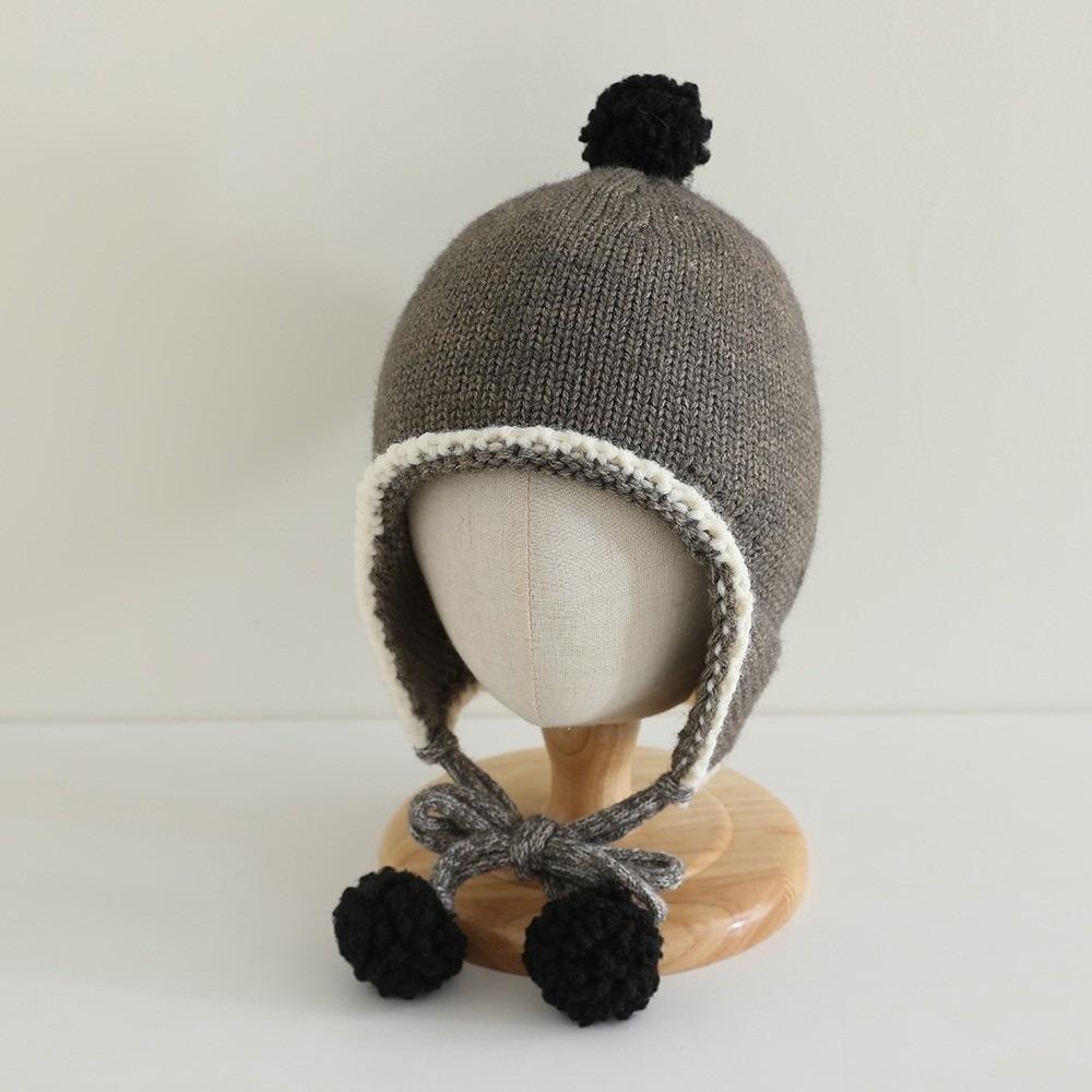 Winter Baby Beanie Cap Tassel Ear Protection Hat Sweet Baby Knitted Cap  Kids