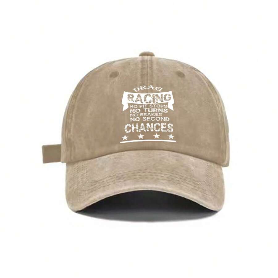 Washed Vintage Drag Racing Graphic Baseball Cap Adjustable Cotton Twill Dad Hat For Adults