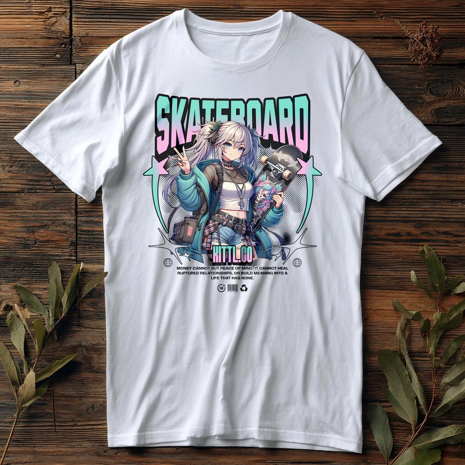Скейтбордистка 038 Аниме/Манга Взрослые / Детские футболки хлопок 150